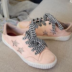 Malibu Wander Girls Blush Sneakers with Glitter Stars Size 4